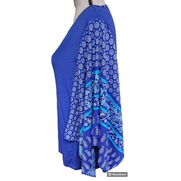 Chico's Size 1/Medium Kimono Sleeve Top Blue Boho - Picture 5 of 7